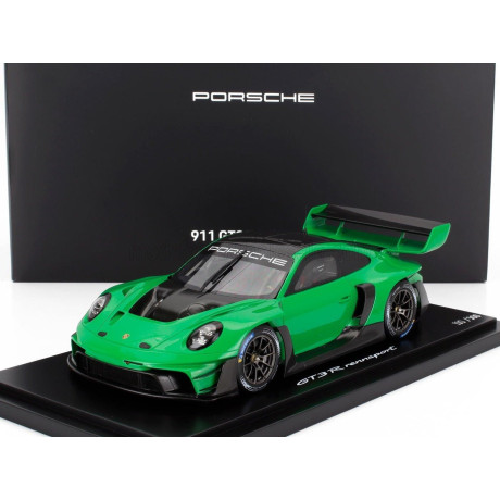 SPARK MODEL PORSCHE 911 992 GT3 R N 0 RACING COUPE 2023 - CON VETRINA - WITH SHOWCASE - GREEN BLACK 1/18