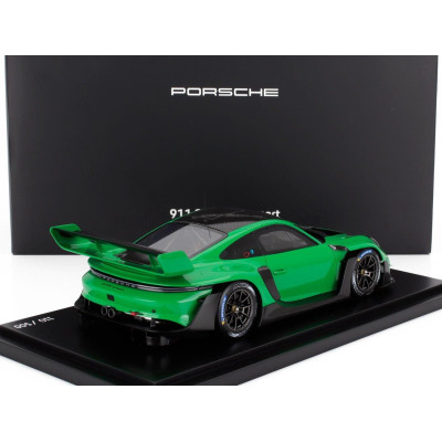 SPARK MODEL PORSCHE 911 992 GT3 R N 0 RACING COUPE 2023 - CON VETRINA - WITH SHOWCASE - GREEN BLACK 1/18