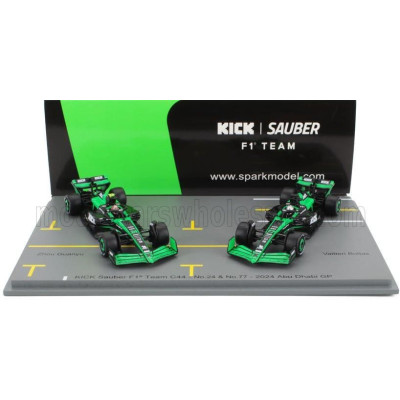 SPARK MODEL SAUBER SET F1  2X C44 TEAM STAKE KICK N 77 ABU DHABI GP 2024 VALTTERI BOTTAS + N 24 ABU DHABI GP 2024 ZHOU GUANYU -