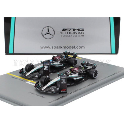 SPARK MODEL MERCEDES GP SET F1  2X W15 EQ PERFORMANCE TEAM AMG PETRONAS MOTORSPORT N 44 2nd LAS VEGAS GP 2024 LEWIS HAMILTON + N