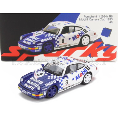 SPARK MODEL PORSCHE 911 964 RS MOBIL1 N 8 PORSCHE CARRERA CUP 1993 - BLUE WHITE 1/64