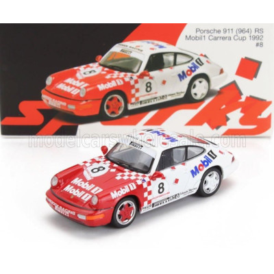 SPARK MODEL PORSCHE 911 964 RS MOBIL1 N 8 PORSCHE CARRERA CUP 1992 - RED WHITE 1/64