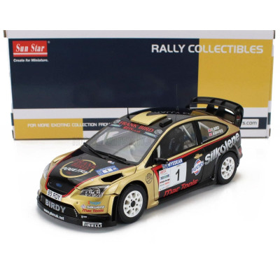 SUN STAR FORD ENGLAND FOCUS RS WRC08 N 1 WINNER RALLY WYEDEAN FOREST 2015 PAUL BIRD - ALED DAVIES - BLACK GOLD 1/18