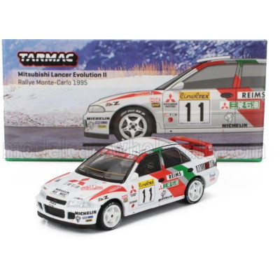 TARMAC MITSUBISHI LANCER GSR EVOLUTION II N 11 4th RALLY MONTECARLO 1995 TIMO MAKINEN - SEPPO HARJANNE - WHITE RED GREEN 1/64