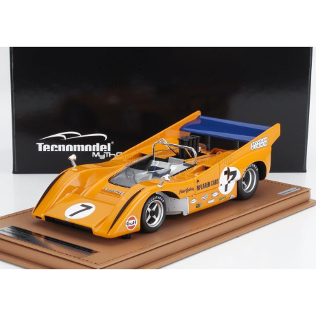 TECNOMODEL McLAREN M8D CAN-AM N 7 WINNER ROAD AMERICA 1970 PETER GETHIN - CON VETRINA - WITH SHOWCASE - ORANGE 1/18