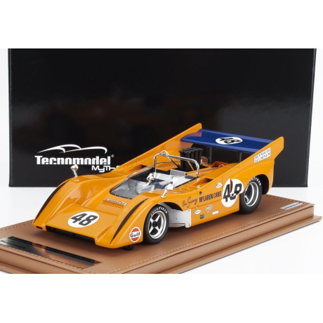 TECNOMODEL McLAREN M8D CAN-AM N 48 WINNER MONT TREMBLANT 1970 DAN GURNEY - CON VETRINA - WITH SHOWCASE - ORANGE 1/18
