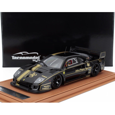 TECNOMODEL FERRARI F40 LM JPS JOHN PLAYER SPECIAL 1996 - BLACK RIMS - CON VETRINA - WITH SHOWCASE - BLACK GOLD 1/18