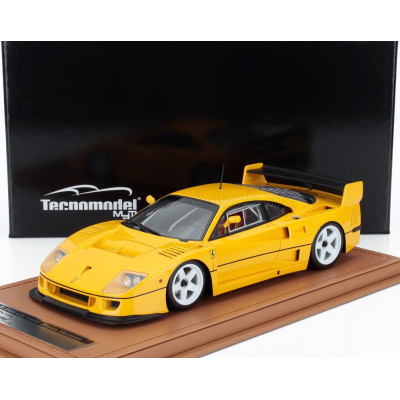 TECNOMODEL FERRARI F40 LM PRESS VERSION 1996 - WHITE RIMS - CON VETRINA - WITH SHOWCASE - GIALLO MODENA - YELLOW 1/18