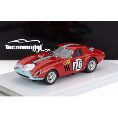 TECNOMODEL FERRARI 250 GTO 64 3.0L V12 N 176 TOUR DE FRANCE 1964 DAVID PIPER - JO SIFFERT - RED LIGHT BLUE 1/43