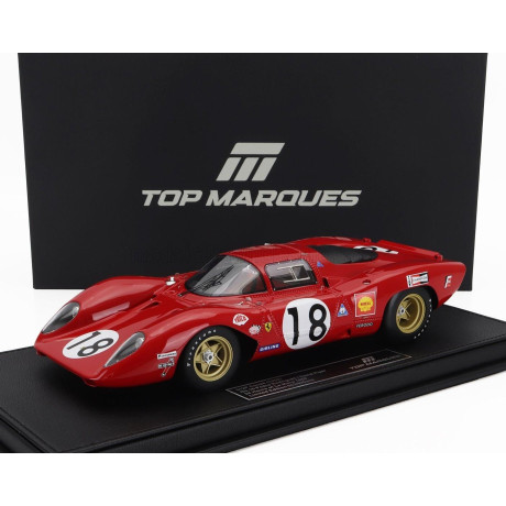 TOPMARQUES FERRARI 312P 3.0L V12 COUPE TEAM SEFAC N 18 24h LE MANS 1969 PEDRO RODRIGUEZ – DAVID PIPER - RED 1/18