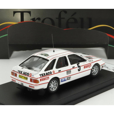 TROFEU FORD ENGLAND SIERRA XR 4x4 N 5 RALLY SWEDEN 1987 KALLE GRUNDEL - TERRY HARRYMAN - WHITE RED 1/43