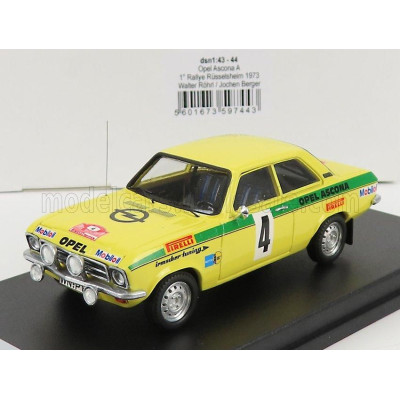 TROFEU OPEL ASCONA A (night version) N 4 WINNER RALLY RUSSELSHEIM 1973 W.ROHRL - J.BERGER - YELLOW GREEN 1/43