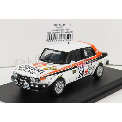 TROFEU SAAB 99 N 24 RALLY HUNSRUCK 1981 K.GRUNDEL - R.MELLEROTH - WHITE ORANGE BLACK 1/43