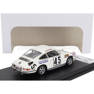 TROFEU PORSCHE 911S COUPE TEAM C.LAURENT N 45 24h LE MANS 1971 CLAUDE LAURENT - JACQUES MARCHE - WHITE RED 1/43