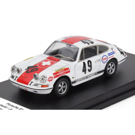 TROFEU PORSCHE 911 COUPE N 49 2nd 24h SPA FRANCORCHAMPS 1969 CLAUDE HALDI - JEAN CHENEVIERE - WHITE RED 1/43
