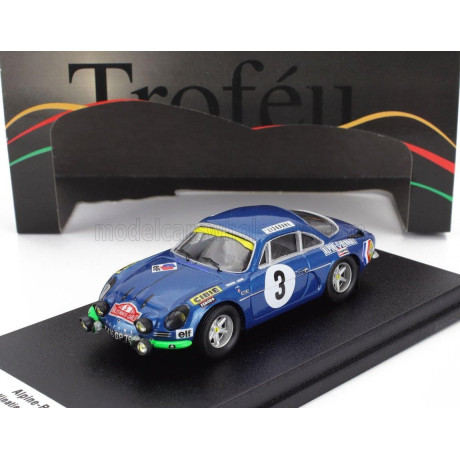 TROFEU RENAULT ALPINE A110 N 3 RALLY MONTECARLO 1970 JEAN VINATIER - JEAN FRANCOIS JACOB - BLUE 1/43