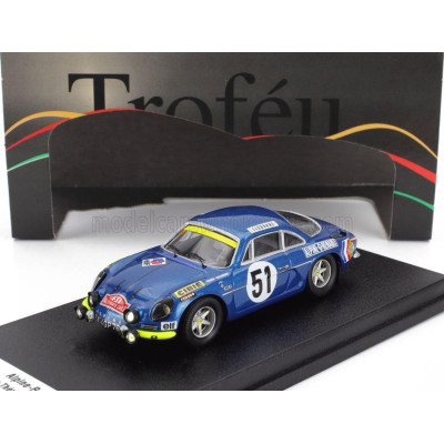 TROFEU RENAULT ALPINE A110 N 51 RALLY MONTECARLO 1970 JEAN LUC THERIER - MARCEL CALLEWAERT - BLUE 1/43