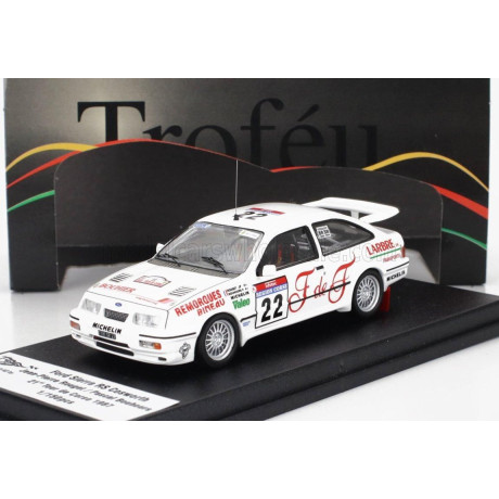 TROFEU FORD ENGLAND SIERRA RS COSWORTH N 22 RALLY TOUR DE CORSE 1987 JEAN PIERRE ROUGET - PASCAL BOUHOURS - WHITE RED 1/43