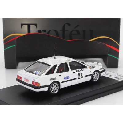 TROFEU FORD ENGLAND SIERRA XR 4x4 N 28 WINNER RALLY BOUCLES DE SPA 1986 JEAN CLAUDE PROBST - DANNY DE CANCK - WHITE 1/43