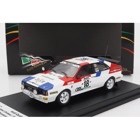 TROFEU AUDI QUATTRO N 18 RALLY BANDAMA 1981 A.CHOTEAU - P.Y.BUREL - WHITE RED BLUE 1/43