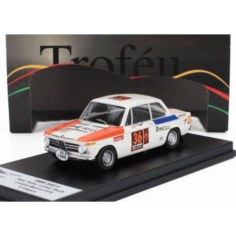 TROFEU BMW 2002 Ti N 36 RALLY LONDRA-MESSICO 1970 PETER KUBE - LOTHAR RANFT - WHITE BLUE RED 1/43