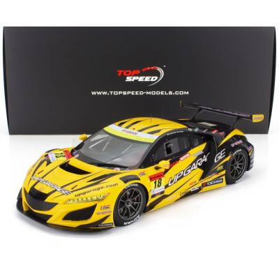 TRUESCALE HONDA NSX GT3 EVO22 TEAM UPGARAGE N 18 GT300 CLASS SUPER GT 2023 TAKASHI KOBAYASHI - SYUN KOIDE - YELLOW BLACK 1/18