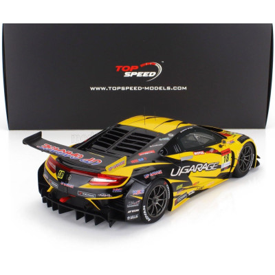 TRUESCALE HONDA NSX GT3 EVO22 TEAM UPGARAGE N 18 GT300 CLASS SUPER GT 2023 TAKASHI KOBAYASHI - SYUN KOIDE - YELLOW BLACK 1/18