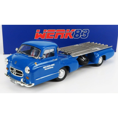 WERK83 MERCEDES BENZ TRUCK RACING CAR TRANSPORTER RENNABTEILUNG 1955 - BLUE 1/18