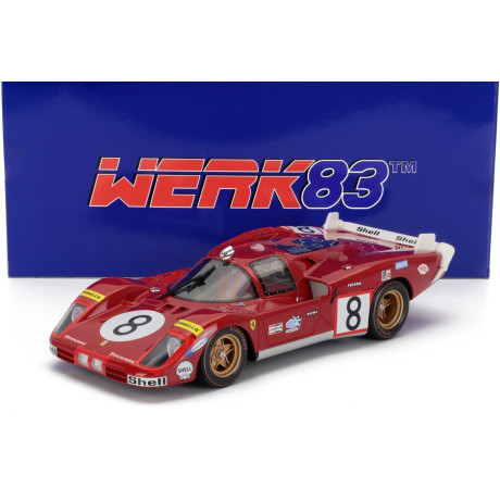 WERK83 FERRARI 512S 5.0L V12 LONG TAIL TEAM SEFAC SPA FERRARI N 8 24h LE MANS 1970 ARTURO MERZIARIO - CLAY REGAZZONI - RED 1/18