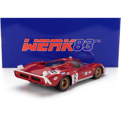 WERK83 FERRARI 512S 5.0L V12 LONG TAIL TEAM SEFAC SPA FERRARI N 8 24h LE MANS 1970 ARTURO MERZIARIO - CLAY REGAZZONI - RED 1/18