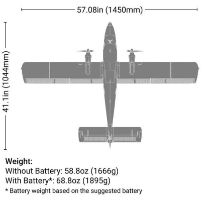 E-flite DHC-6 Twin Otter 1.4m AS3X+ SAFE Select BNF Basic, plováky