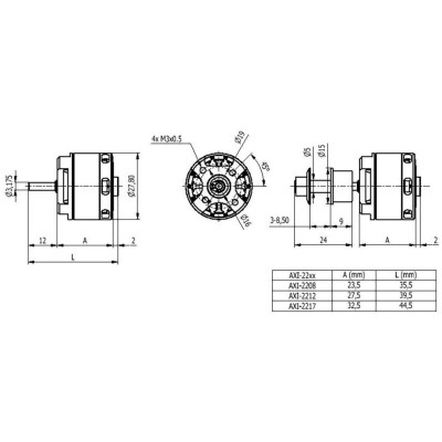 AXI 2217/12 V3 střídavý motor