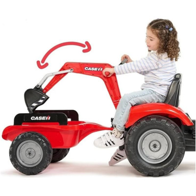 FALK - Šlapací traktor Case IH Puma 240CVX s nakladačem, rypadlem a vlečkou