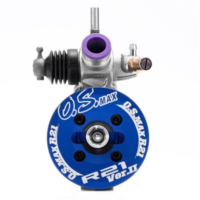 OS MAX R21 V2 samotný motor (stříbrná verze s modrou hlavou)