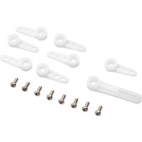 Alkatrész Airbus A320neo 1,5m távirányítású modellrepülőgéphez: szervokarok - 2x a csűrőkhöz, 2x a fékszárnyakhoz, 2x a magassági kormányhoz, 1x az oldalkormányhoz, 1x az orrkerékhez, M2x4,5mm csavarokkal együtt.