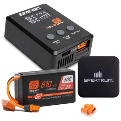 Spektrum Smart Powerstage G2 autós 2S 810mAh IC2 akkumulátor, S100 töltő, 65W áramforrás