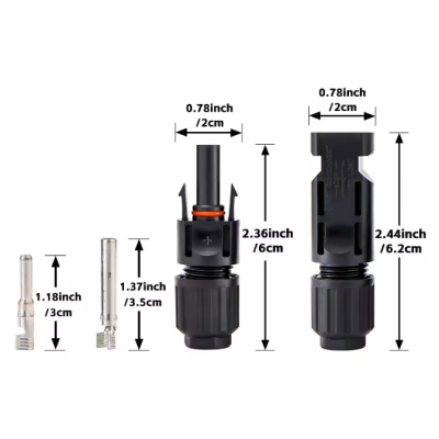Napelemes csatlakozó – anya és apa 2,5 mm² / 4 mm² / 6 mm² kábelekhez