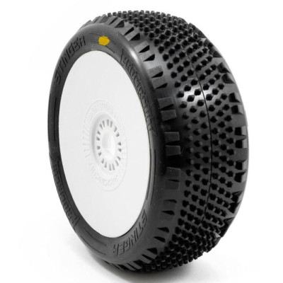 STINGER V4 BUGGY A2 (SOFT) nalepené pneumatiky, bílé disky, 2 ks.