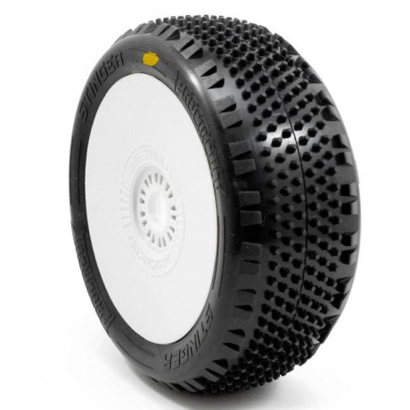 STINGER V4 BUGGY A2 (SOFT) nalepené pneumatiky, bílé disky, 2 ks.