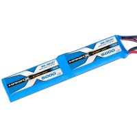 LiPo akkumulátor készlet ManiaX 45/90C terhelhetőségsel, töltés 1-3C, max. 5C. Tizenkét cellás 12S 44.4V 5000 mAh, méretek: 310x48x50, súly: 1620g, szerviz csatlakozó JST-XH.