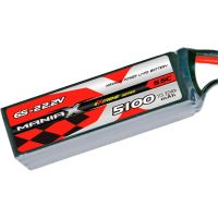 LiPo akkumulátor készlet ManiaX 55/110C terhelhetőségsel, töltés 1-3C, max. 5C. Hat cellás 6S 22.2V 5100 mAh, méretek: 155x48x46mm, súly: 745g, XT90 + JST-XH szerviz csatlakozó.