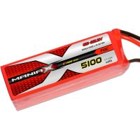 LiPo akkumulátor készlet ManiaX 70/140C terhelhetőségsel, töltés 1-3C, max. 5C. Hat cellás 6S 22.2V 5100 mAh, méretek: 158x48x47, súly: 780g, szerviz csatlakozó JST-XH.