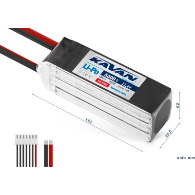 KAVAN - Li-Po 5600 mAh/22,2 V 60/120C, 124 Wh