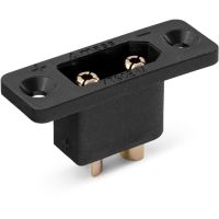 Kéttűs tápcsatlakozó 4,5 mm-es aranyozott érintkezőkkel, maximum 90 A és 500 V terhelhetőségsel. Max. 8,0 mm2 (18 AWG) keresztmetszetű kábelekhez. Rögzítőfuratokkal ellátott változat a modellbe való egyszerű becsavarozás és a könnyebb csatlakoztatás/leválasztás érdekében. Kompatibilis a hagyományos XT90 PRO (KAV36.145) és XT90 szikramentes (KAV36.146) csatlakozókkal. 2 db-os (érintkezős) apa (érintkezős) csomag.