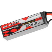 LiHV akkumulátorkészlet ManiaX 100/200C terhelhetőségsel, töltés 1-3C, max. 5C. Hat cellás 6S 22.8V 5000 mAh, méretek: 155x48x45, súly: 670g, szervizcsatlakozó JST-XH.
