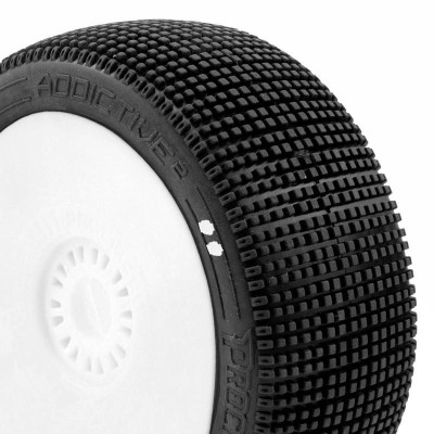 ADDICTIVE V2 BUGGY S1 (SUPER SOFT) nalepené pneumatiky, bílé disky, 2 ks.