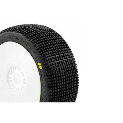 ADDICTIVE V2 BUGGY S2 (SOFT) nalepené pneumatiky, bílé disky, 2 ks.