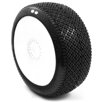 KAMIKAZE V2 BUGGY S1 (SZUPER PUHA) ragasztott gumik, fehér tárcsák, 2 db.