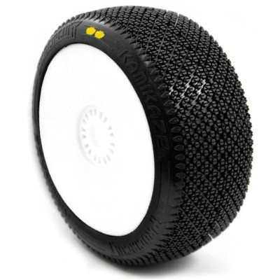 KAMIKAZE V2 BUGGY S2 (LÁGY) ragasztott gumik, fehér tárcsák, 2 db.