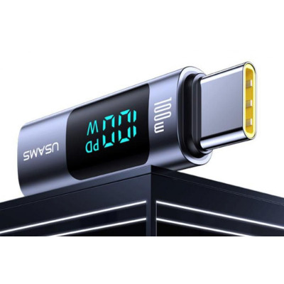 USAMS 100W Type-C na Type-C adaptér s digitálním displejem